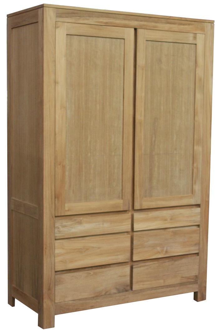 Teako Design Teakholz Kleiderschrank Ramdala 210x130x60cm - Massivholz Schlafzimmerschrank wetterfest FLEGT-