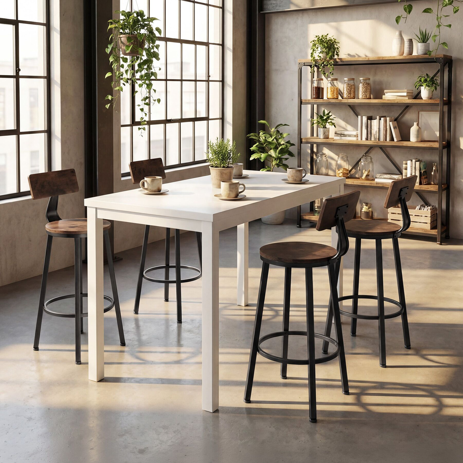 TecTake GmbH Barkruk Poole - Industrieel donker hout, rustiek