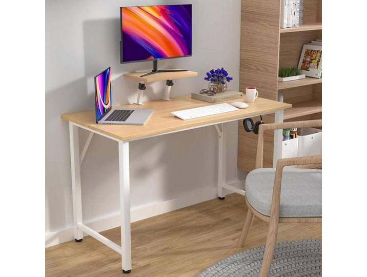 Bureau d'ordinateur PIPIPOXER Bureau Gaming Avec support Avec Croche Bureau Informatique Ergonomique 100x50x75 cm Bois