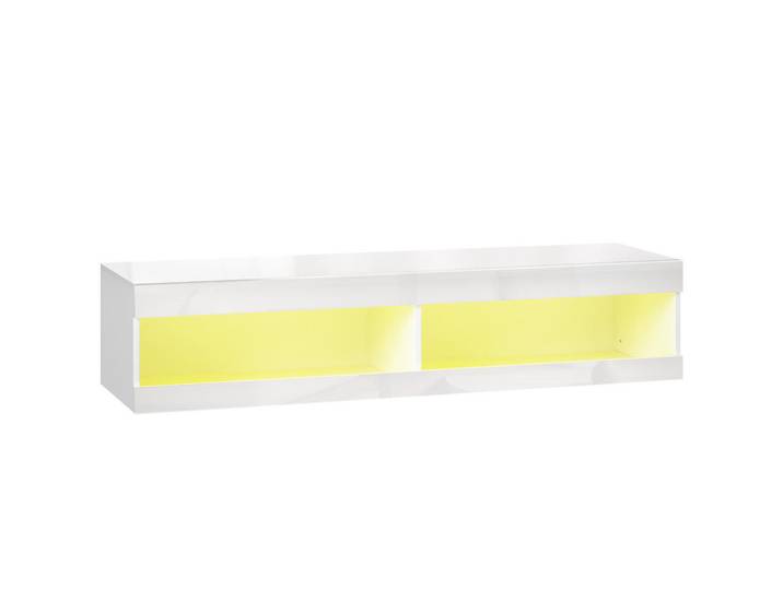 Homcom TV Schrank, Hängendes TV Lowboard mit RGB LED-Beleuchtung, offenen Stauraum, Weiß Hochglanz, Holzwerkstoff, 40x30x140 cm, Wohnzimmer, TV Möbel, Lowboards, Lowboards stehend