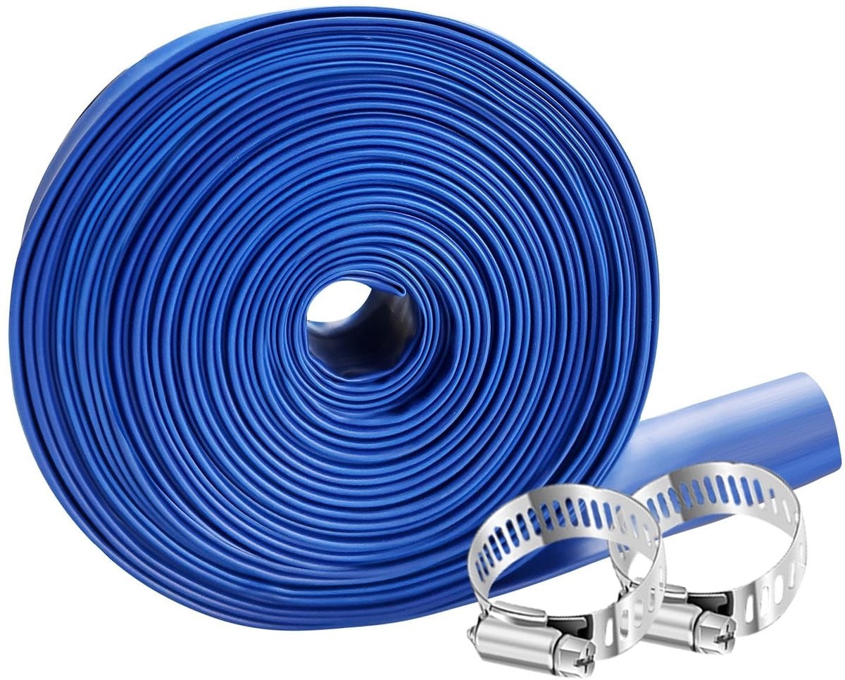 Flexibele blauwe zwembadslang met 2 metalen aansluitingen, diameter: 38 mm, lengte: 15 meter
