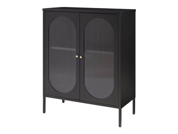 Buffet - HELLOSHOP26 - Buffet bas - Acier - Verre strié - 2 portes