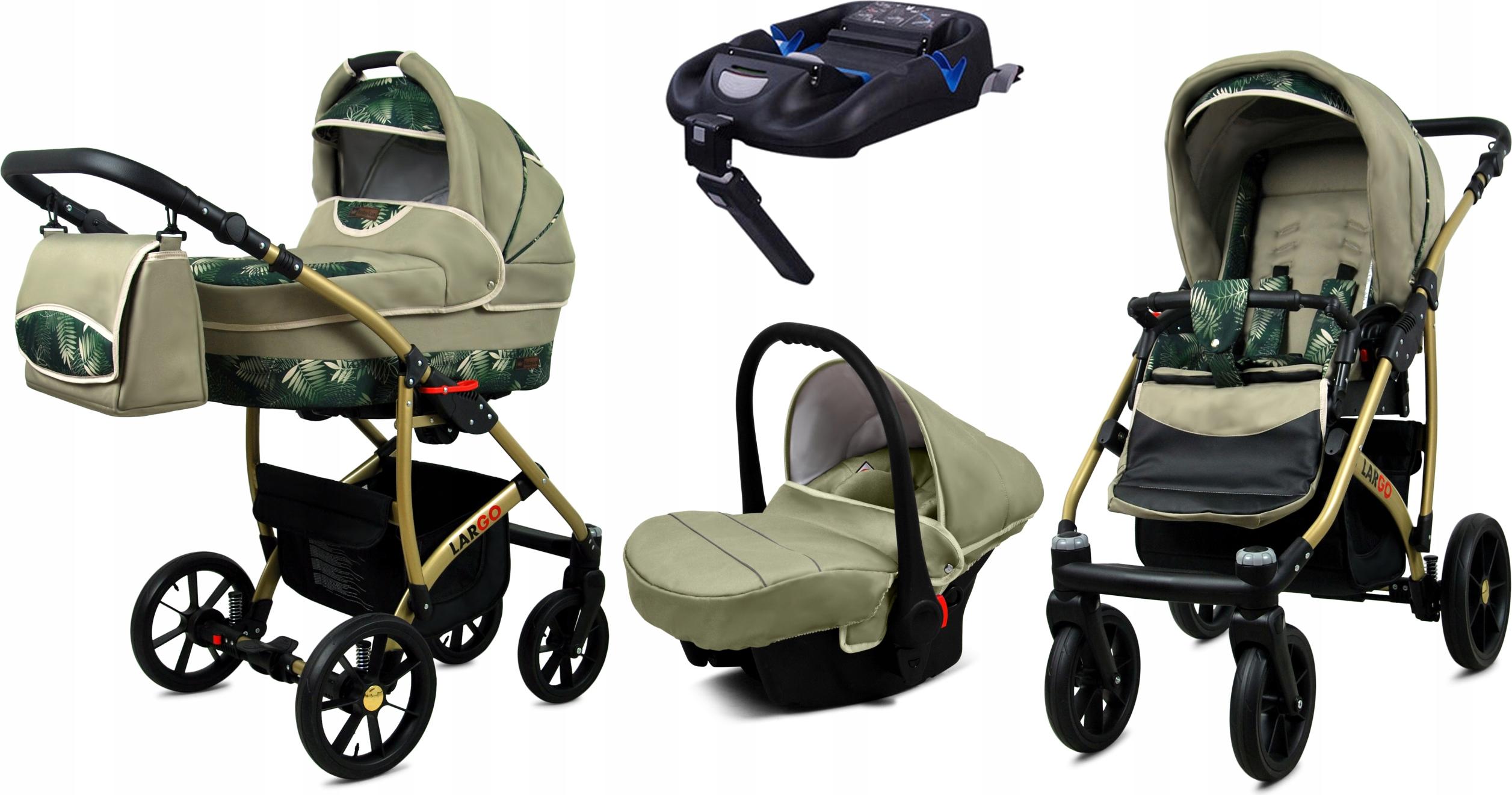 BabyLux Largo | 4in1 Kinderwagen Set | Lern Leaf | Kombikinderwagen | Kinderwagenset | Isofix-B