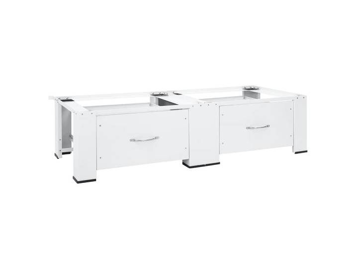 vidaXL Doppel-Untergestell Für Waschmaschine Und Trockner Weiß, Metall, Rechteckig, 54.5x32.5x127 cm, Waschküche, Waschmaschinenschrank