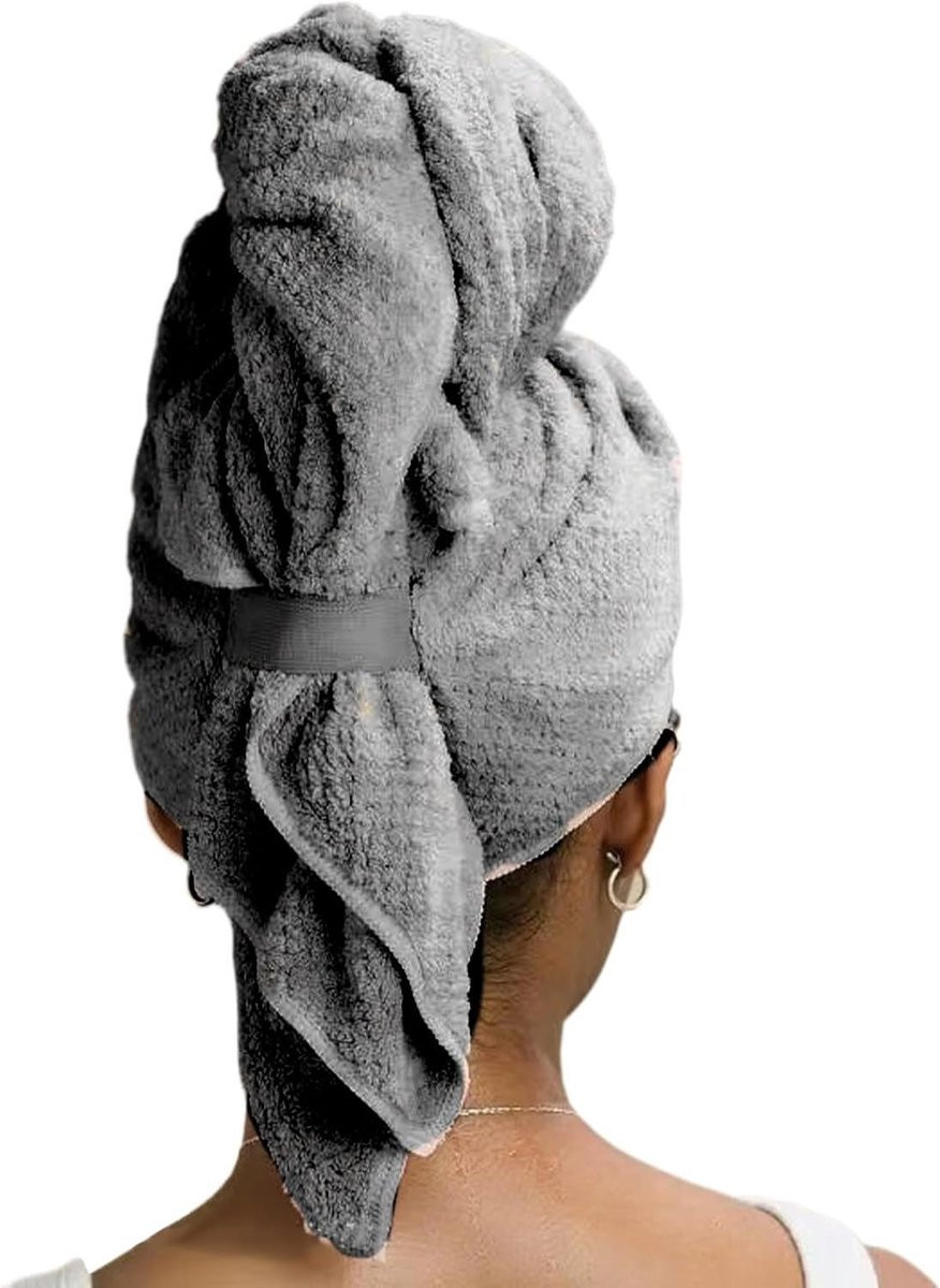 Koraal Fleece Haardroogdoek - Grijs - 60 x 100 cm