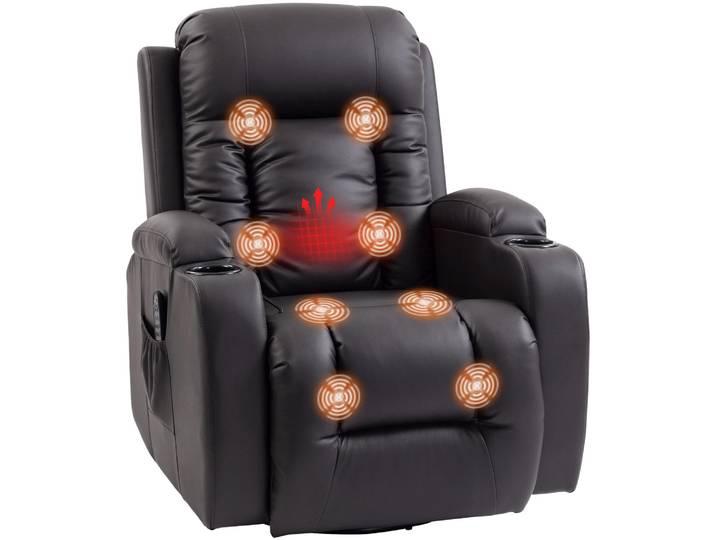 HOMCOM Relaxsessel verstellbar Massagesessel mit Liegefunktion Heizung