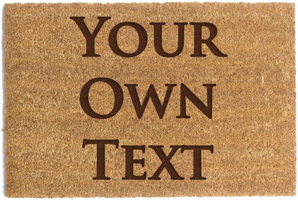 Gepersonaliseerde kokos deurmat met tekst - Grappige antislip deurmat voor binnen - 60 x 40 cm