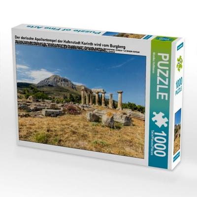 CALVENDO Puzzle Der dorische Apollontempel der Hafenstadt Korinth wird vom Burgberg Akrokorinth überragt, Korinthia, Peloponnes, Griechenland 1000
