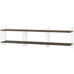 Langes Wandregal 2 Ebenen Beige Walnuss