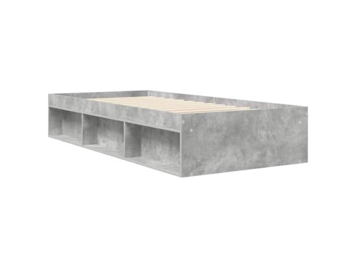 KTHLBRH Bettgestell mit Stauraum, Grau, Zement, 80 x 200 cm Technisches Holz, fester Lattenrost, Kapazität 140 kg, Verwendung im Innenbereich