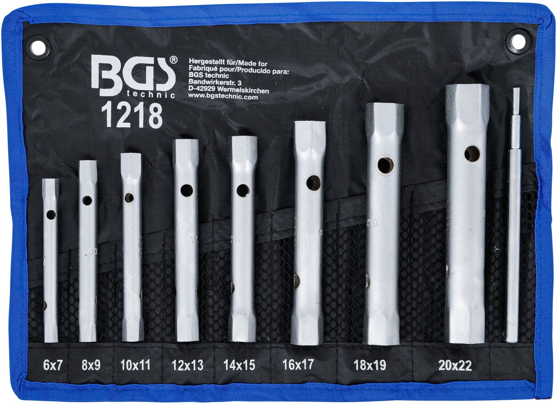 BGS Technic Rohrsteckschlüsselsatz 9-tlg. aus Metall für Rohre mit verschiedenen Schlüsselweiten, 1218)