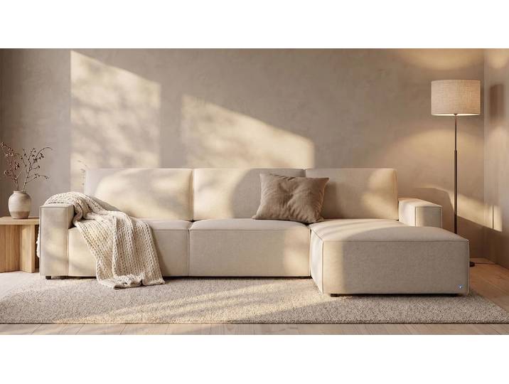 LOUNGE Ecksofa in Creme Ecru von BRUNO Mit Schlaffunktion & Stauraum