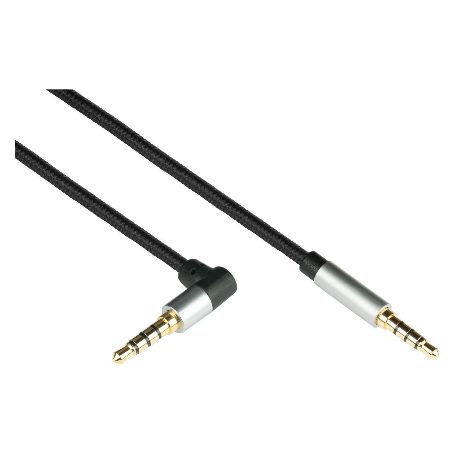 Python Audio Anschlusskabel High-Quality, 4-poliger 3,5mm Klinkenstecker an Klinkenstecker gewinkelt, Texti (0.50 m) (GC-M0231)