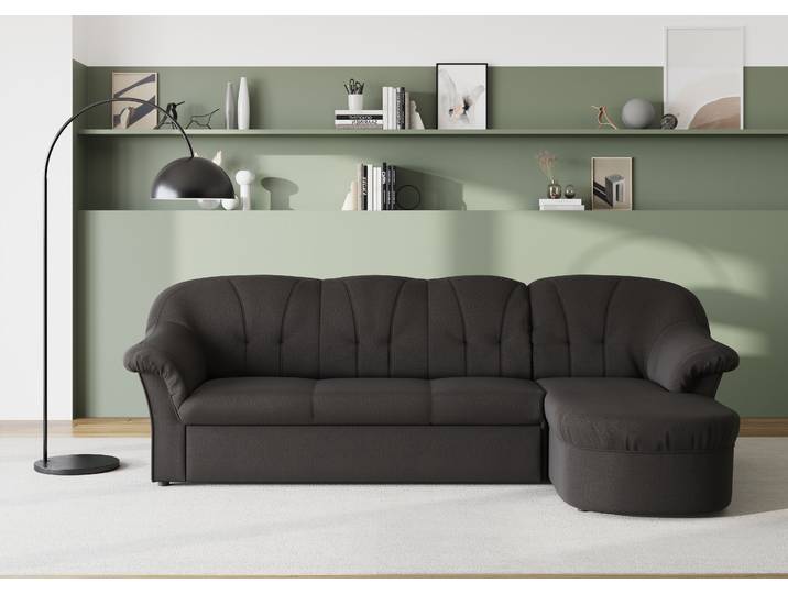 Ecksofa, Feinstruktur, Espresso, 238×141 cm, mit Bettfunktion, Modern, Domo-Collection