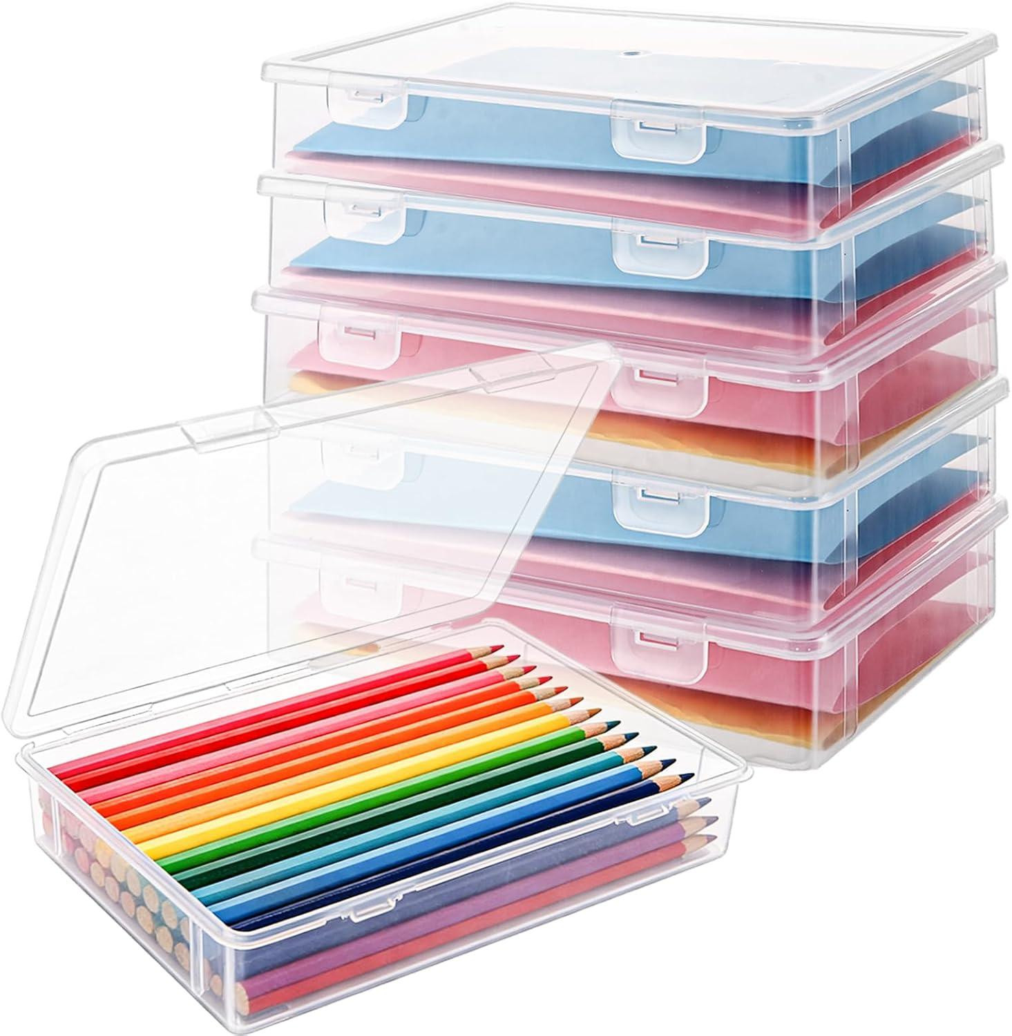 Set van 6 doorzichtige plastic archiefdozen A5 voor kantooropslag
