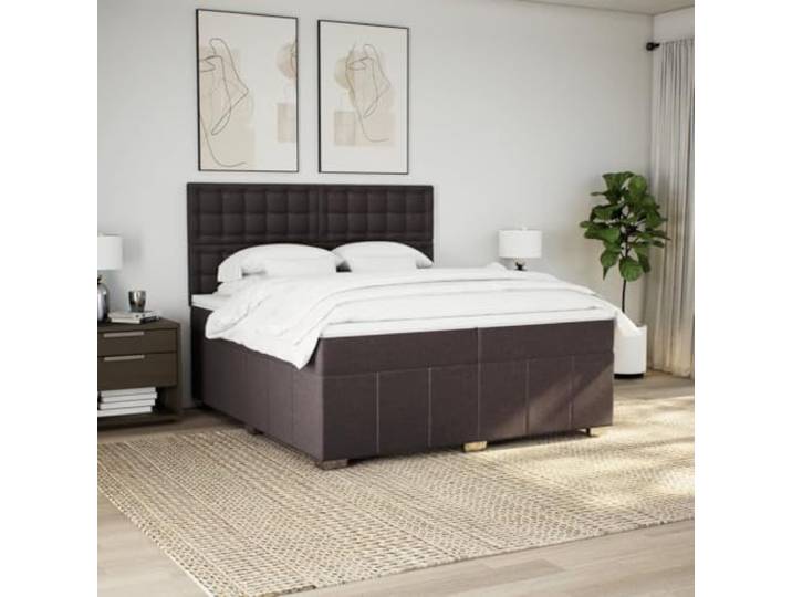 KTHLBRH Boxspringbett 200 x 200 cm mit verstellbarem Kopfteil 2 Matratzen inklusive, Matratzenschoner, Polyestergewebe, Lattenrost