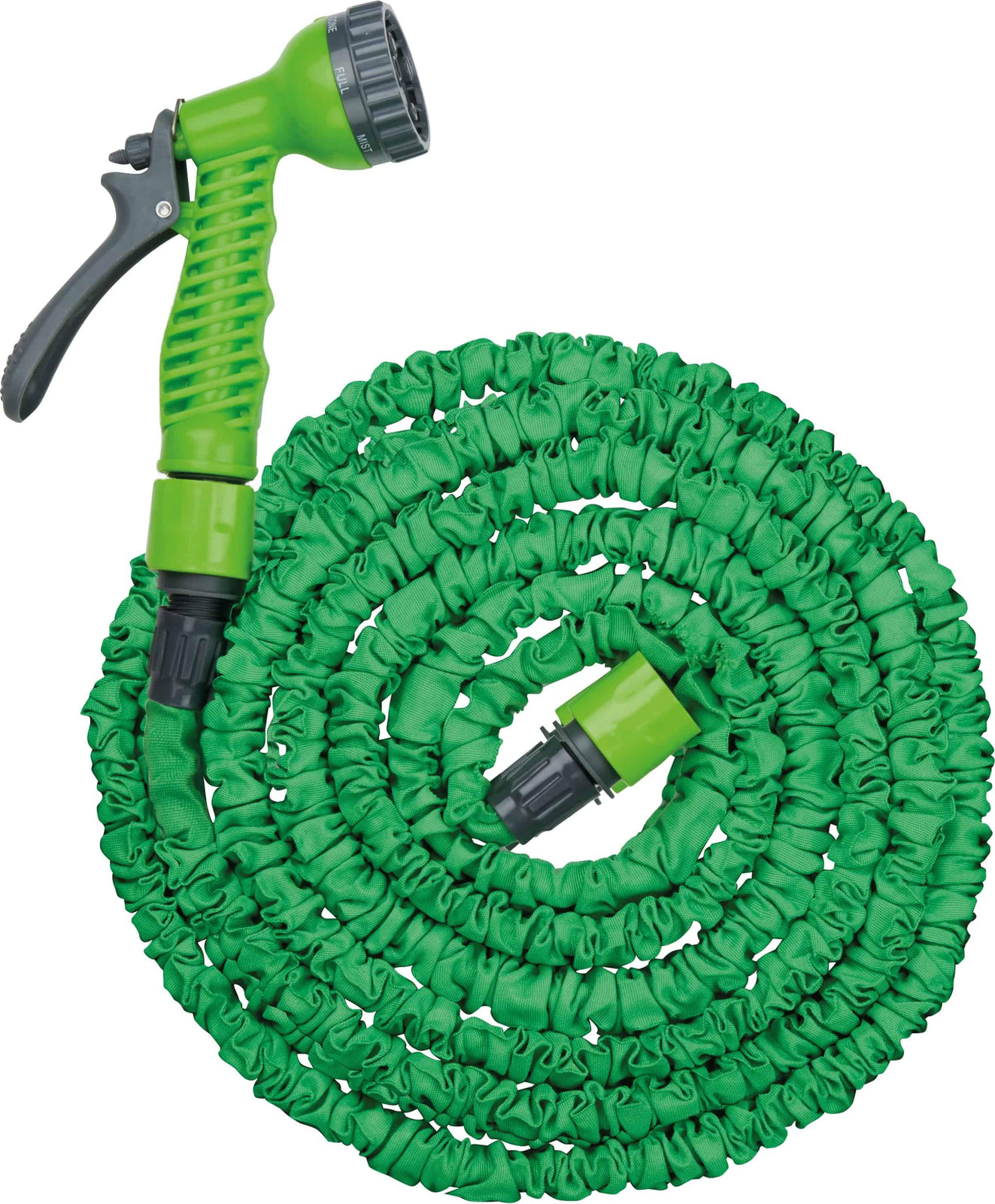 Kinzo Flexibele Tuinslang 10 m inclusief spuitkop met 7 spuitposities, Groen/Grijs