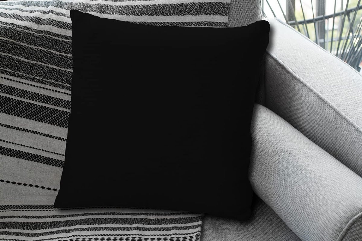 Zwart velours sierkussen met print