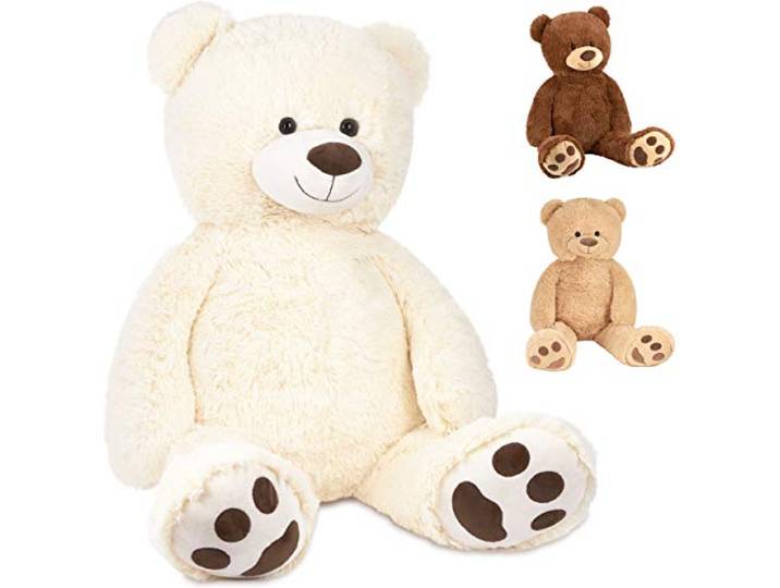 BRUBAKER XXL Teddybeer 100 cm Groot - Wit - Pluche Dier Knuffel