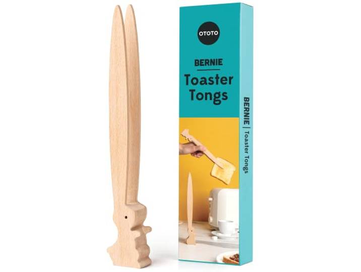 OTOTO Bernie Bunny Houten broodroostertang voor konijnen - multifunctionele minitang voor voorgerechten, houten gebruiksvoorwerpen en schattige keukengadgets