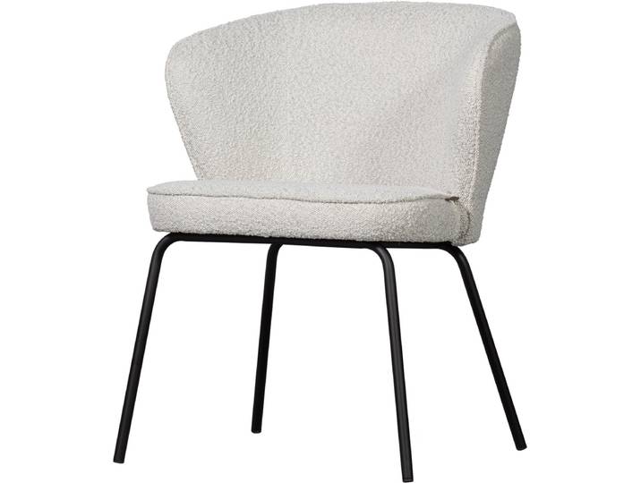WOOOD Admit Eetkamerstoel - Bouclé - Naturel/Wit - 77x60x59 cm