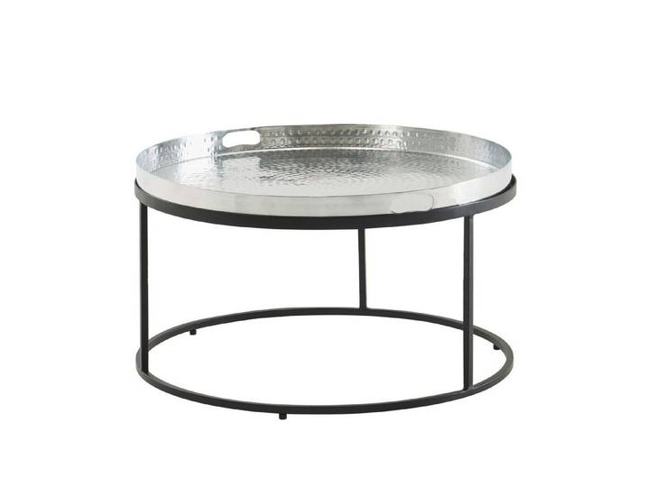 Wohnling Couchtisch WL6.692 Metall Hammerschlag Sofatisch Ø 62 cm Wohnzimmertisch Silbe (62x62x36 cm Silber, Sofatisch Hammerschlag Rund), Wohnzimmertisch Metall, Tabletttisch Aluminium