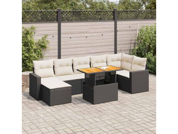 YUTAASU 8-TLG. Poly Rattan Sofagarnitur Schwarz mit Kissen