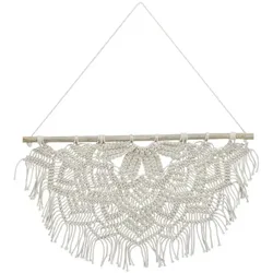 Relaxdays Makramee Wandbehang Zick-Zack Creme,Hellbraun
