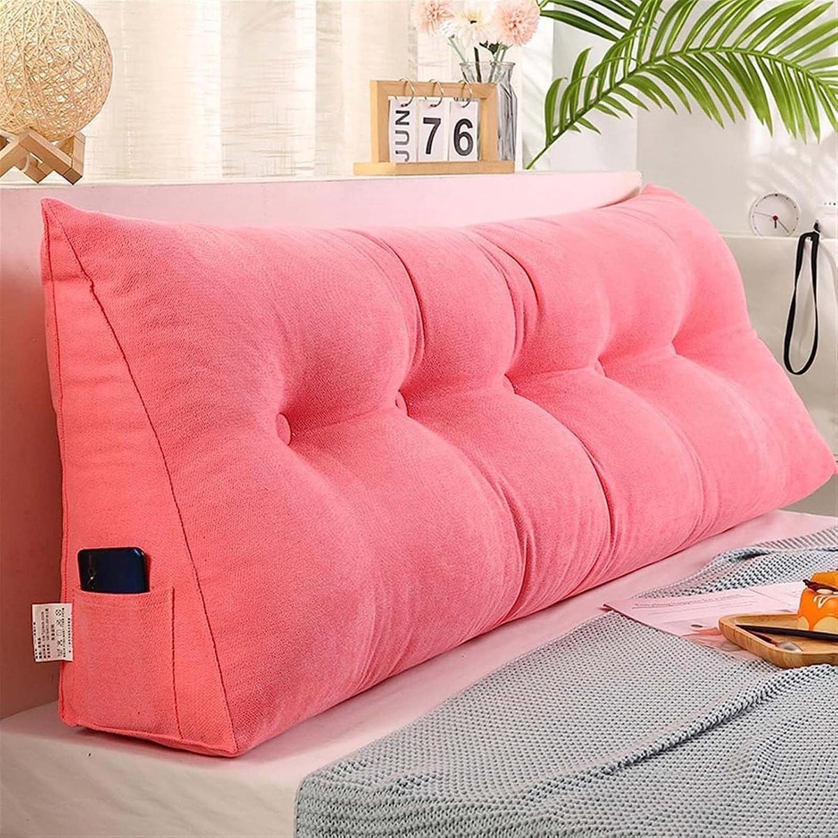 Groot Driehoekig Hoofdeinde Rugkussen voor Bed en Sofa - Comfortabel Leeskussen voor Rugondersteuning voor Volwassenen