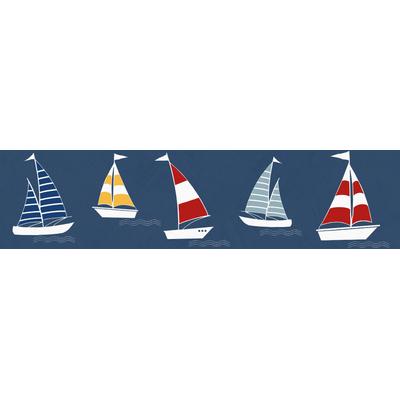 Bordüre A.S. CRÉATION "Sailor Friends", blau (dunkelblau weiß rot), B:0,16m L:5m, Papier, Tapeten, Tapete Kinder Bordüre Selbstklebend Borte Wohnzimmer Design Wandtapete