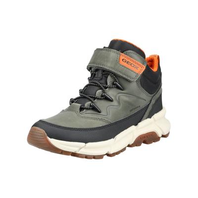 Schnürstiefelette GEOX "Geox Stiefelette Lederimitat/Textil", Jungen, Gr. 33, Textil, military, Lederimitat, Textil, Schuhe Schnürstiefelette