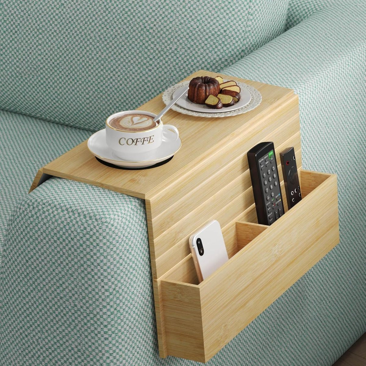 Opvouwbare Armleuning Tafel met Opbergvak voor de Bank - 33,4 x 16 cm