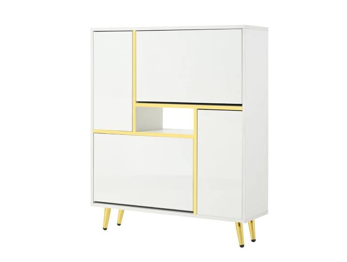 Armoire à chaussures blanche avec portes basculantes, rangement