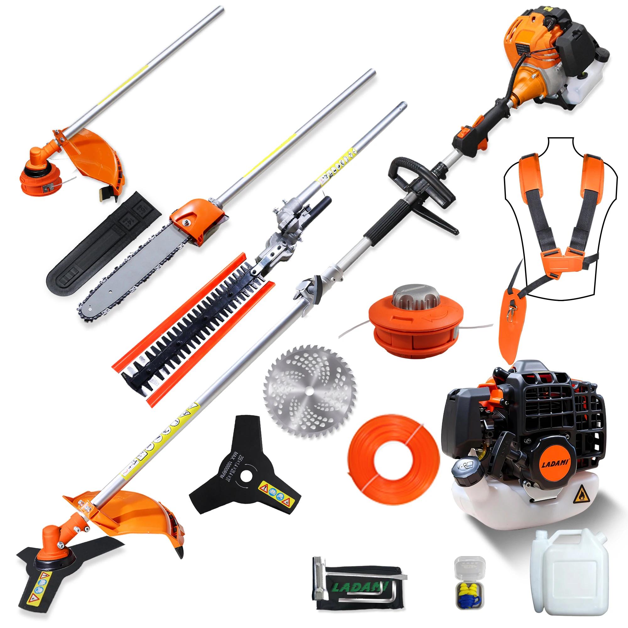 Benzin Freischneider Multitool - GJ520W Trimmer Heckenschere Kettensäge - 52 cm³ 2-Takt Motor - Fadentrimmer - Seilzugstart - Schultergurt - Orange