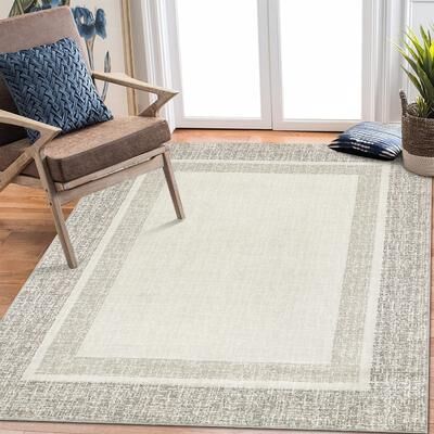 Garvee Washable Modern Border Low Pile Non Slip Area Rug