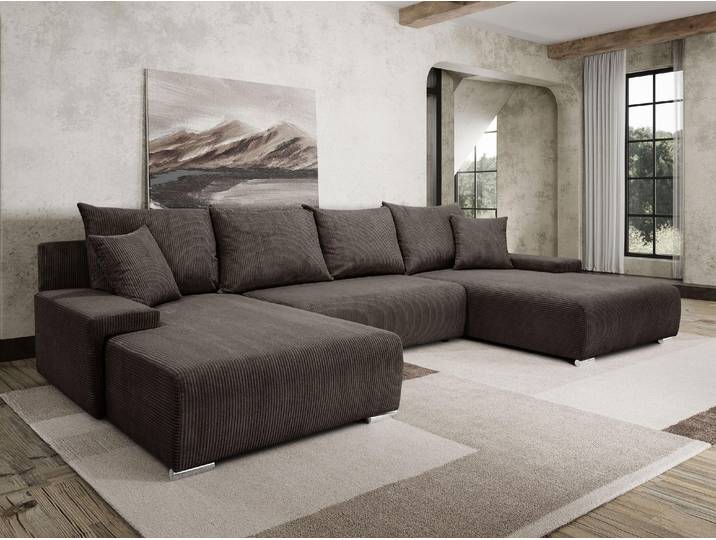 Kaiser Möbel Ecksofa, Sofa U form, Couch U form Livorno U stoff Poso Braun