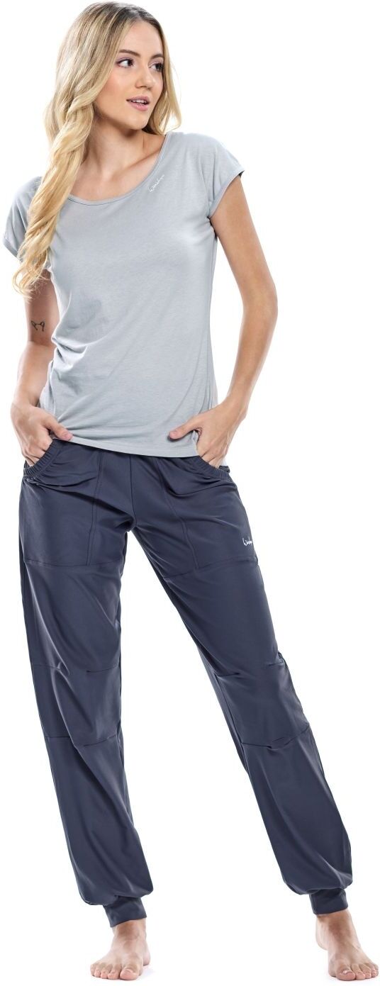 Sporthose WINSHAPE "Functional Comfort Leisure Time Trousers LEI101C", Damen, Gr. L, Normalgrößen, grau (anthrazit), 85% Polyester, 15% Elasthan, Hosen Sporthose, High Waist