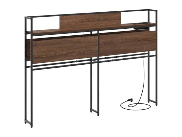 Makastle Stauraum-Kopfteil Braun Eichen-Optik 120x15x98 cm Holzwerkstoff & Stahl
