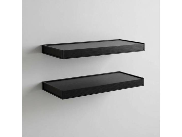 Étagères flottantes noires, lot de 2, 40x23x3,8 cm, MDF, montage mural