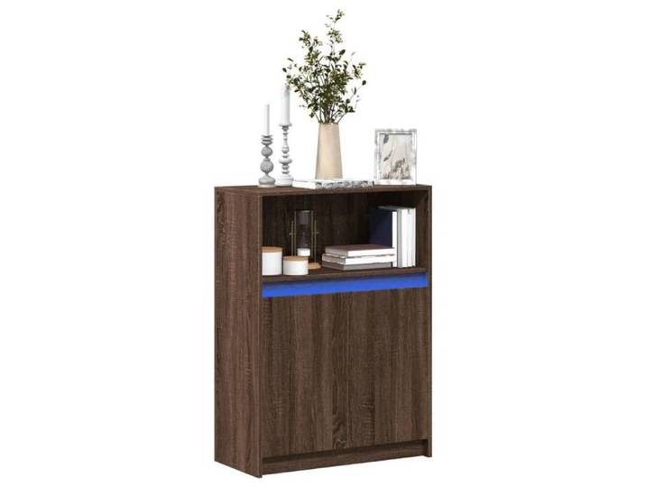 Buffet avec LED chêne marron 72x34x100 cm bois d'ingénierie meuble de rangement meuble de rangement cuisine meuble 852165