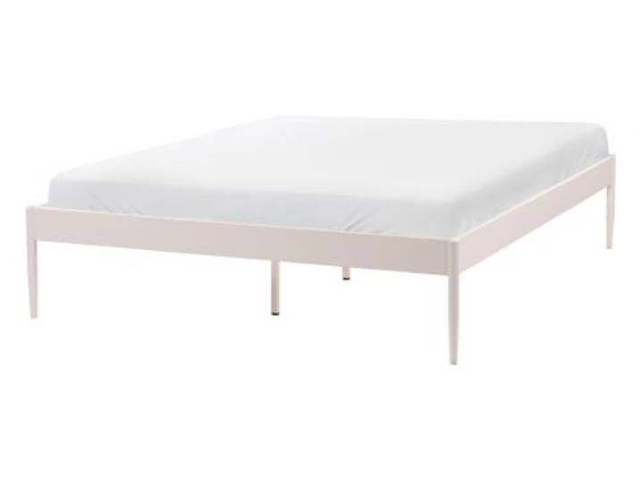 Beliani Metallbett mit Lattenrost 140 x 200 cm Hellbeige modern Industrie-Design Vaurs