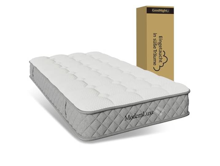 Ball & Cast Matratze 90 x 200 cm, Taschenfederkernmatratze aus Kaltschaummatratze, 20 cm hoch, Mittelfest, H3, 7-Zonen-Unterstützung, Vakuumverpackt, Weiß