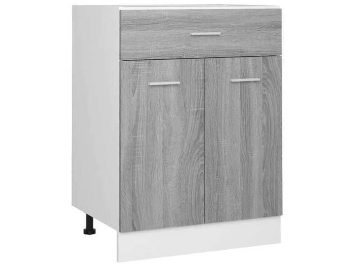 Armoire de plancher à tiroir Meuble bas cuisine Armoire rangement Sonoma gris 60x46x81 5cm 3095017 FrenchDays