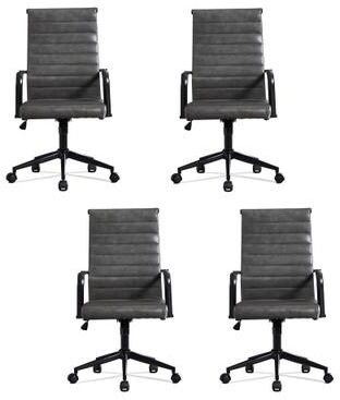 eclife 2 Pack & 4 Pack Ergonomic Office Chairs Genuine Leather Chairs BIFMA Certified