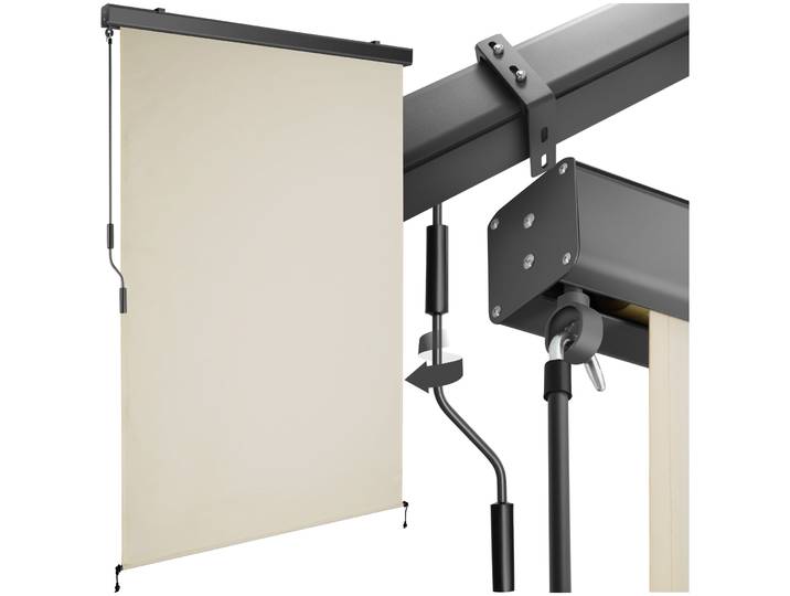 Store banne verticale ELOISE avec 2 supports muraux - 120 x 250 cm, beige