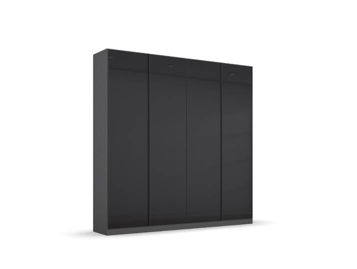 Kleiderschrank Drehtürenschrank Monostar , mit Glastüren , opt. Zubehör , Glas basalt / grau metallic , verschiedene Größen