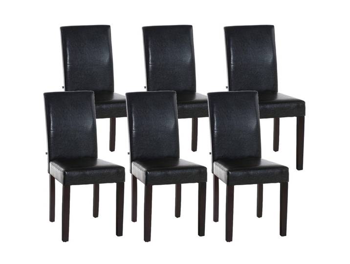 CLP Stuhl 6er Set Lederlook Braun, Holz, 41x91x47 cm, Esszimmer, Stuhl
