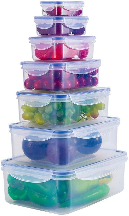 Benza Ibenzoa 7-delige set luchtdichte vershoudcontainers, 0,12–3,8 liter, BPA- en ftalaatvrij kunststof