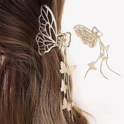 1 Stück Schmetterling Haarspangen Schmetterling Metall Haarkralle Clip große rutschfeste Gold Haarklammern Haarschmuck Schmetterling Quaste Haarfang Clip für Frauen und dünneres dickes Haarstyling
