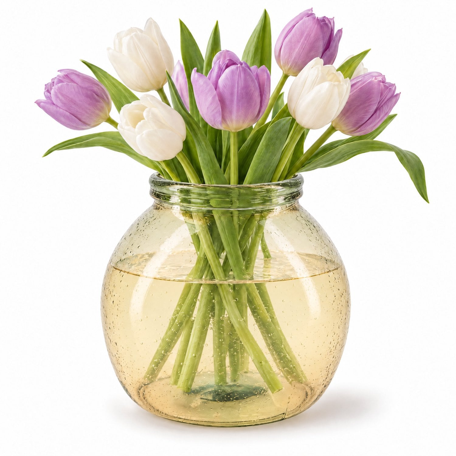 Cheqo® Glazen Vaas Beige - Gerecycled Glas - Bolle Bloemenvaas voor Droogbloemen en Decoratie